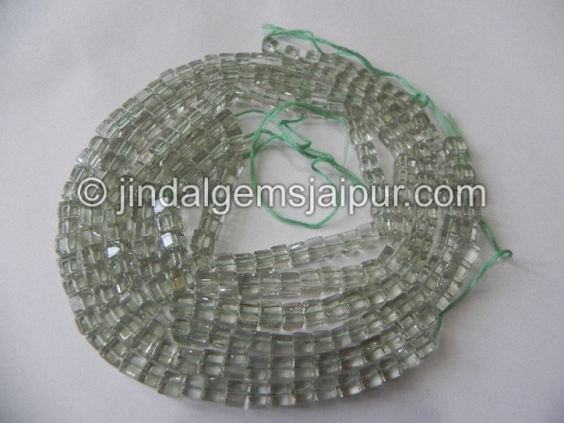Green Amethyst Plain Cube Shape Beads